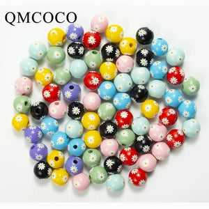 20Pcs Colorful Daisies Wooden Beads DIY Crafts Jewelry