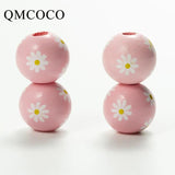 20Pcs Colorful Daisies Wooden Beads DIY Crafts Jewelry
