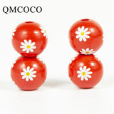 20Pcs Colorful Daisies Wooden Beads DIY Crafts Jewelry