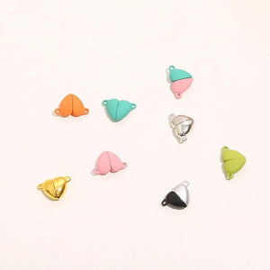 5 Pair Pink Heart Magnet Beads Alloy Jewelry Making DIY Bracelet