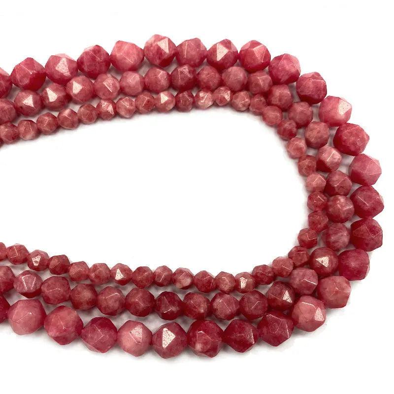 Faceted Round Red Rhodochrosite Stone Beads for Jewelry Making