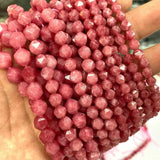 Faceted Round Red Rhodochrosite Stone Beads for Jewelry Making