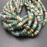 Green Indian Agate Rondelle Stone Beads for DIY Jewelry Making