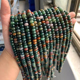 Green Indian Agate Rondelle Stone Beads for DIY Jewelry Making