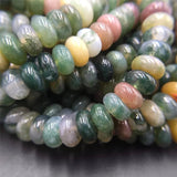Green Indian Agate Rondelle Stone Beads for DIY Jewelry Making