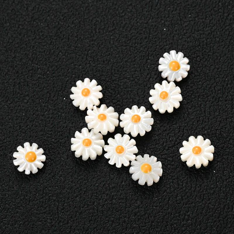 8 10mm Natural Flower Shell Beads Spacer Beads For DIY Jewelry Making