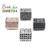 3pcs Geometric CZ Spacer Beads Copper Micro Pave Zirconia for DIY Charm Bracelet