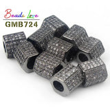 3pcs Geometric CZ Spacer Beads Copper Micro Pave Zirconia for DIY Charm Bracelet