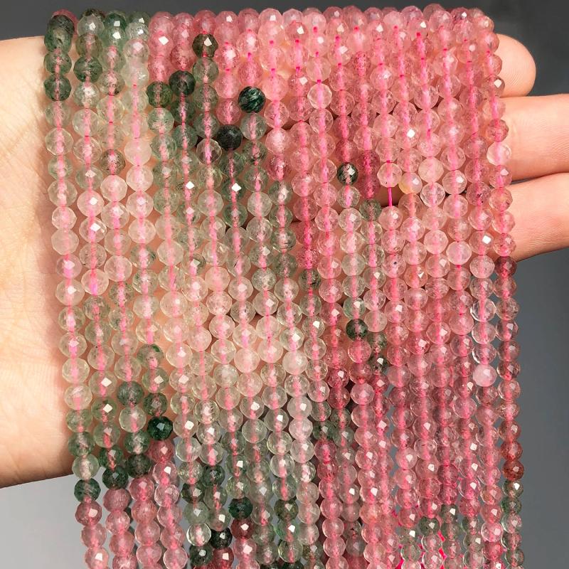 Faceted Strawberry Quartz Spacer Beads 15'' 3 4mm