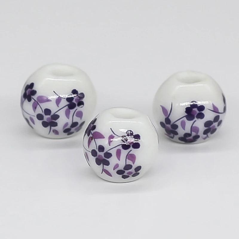 50pcs Round Ceramic Beads for DIY Jewelry Making 10mm Porcelain Beads