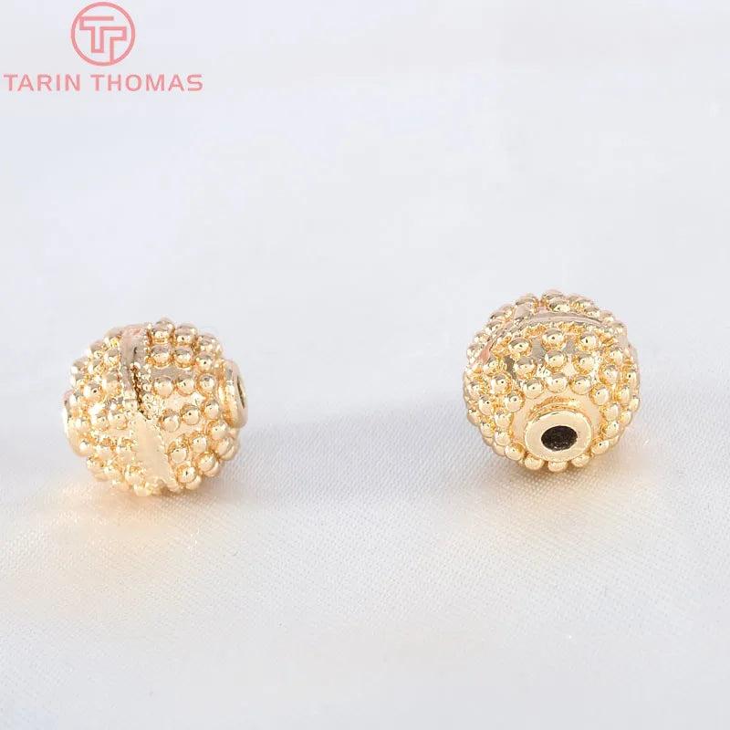 6PCS 10MM Brass Round Spacer Beads for DIY Jewelry