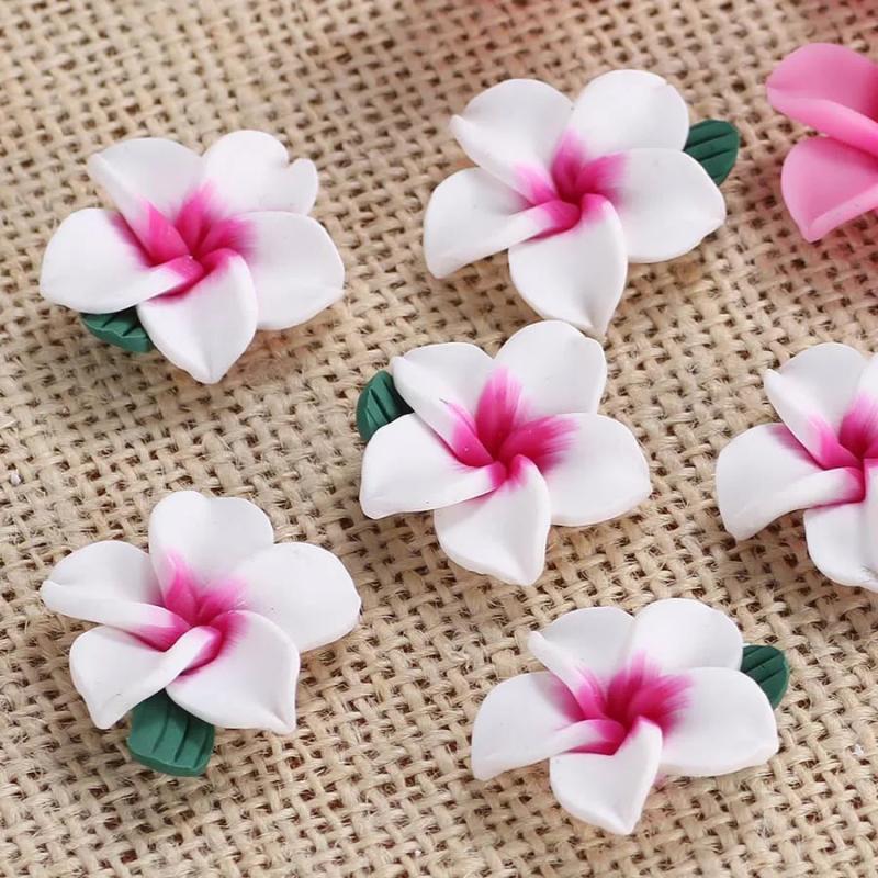 20pc 25mm Plumeria Flowers Charms Beads for DIY Crafting