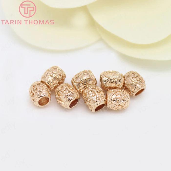 10PCS 5.5x5MM 24K Champagne Plated Brass Oval Spacer Beads