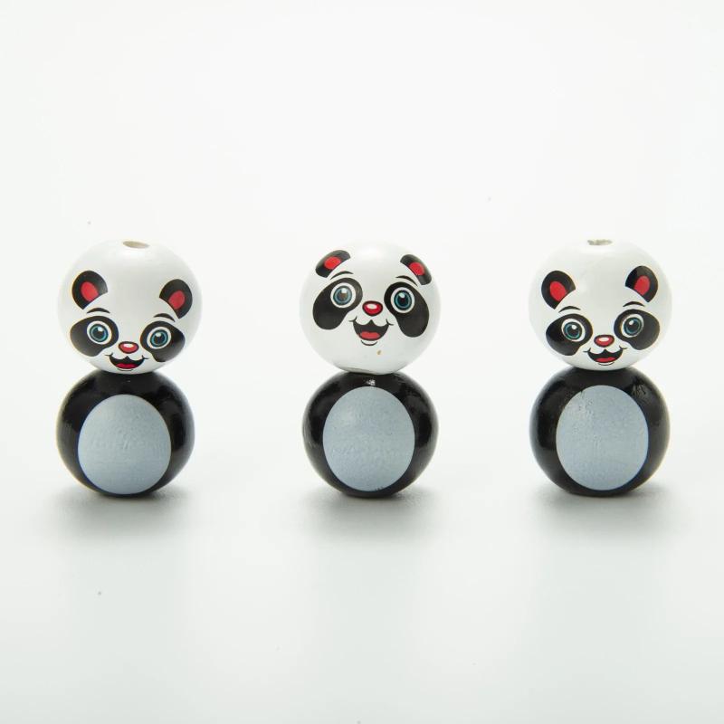 20mm Panda Fox Wooden Beads Bracelet Necklace Crafts Jewelry Making