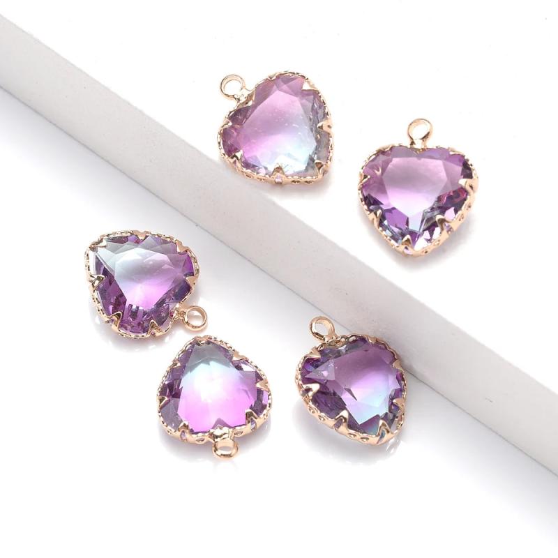 10pcs Heart Crystal Charms Pendant for DIY Jewelry Making