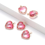 10pcs Heart Crystal Charms Pendant for DIY Jewelry Making