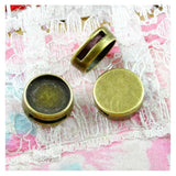 50pcs Antique Bronze Plated Hole Beads Base Setting Charms Tray Pendant
