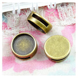 50pcs Antique Bronze Plated Hole Beads Base Setting Charms Tray Pendant