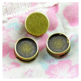 50pcs Antique Bronze Plated Hole Beads Base Setting Charms Tray Pendant
