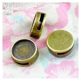 50pcs Antique Bronze Plated Hole Beads Base Setting Charms Tray Pendant