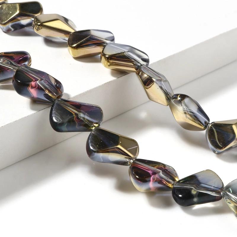 Multicolor Glass Beads Irregular Spacer Beads DIY Jewelry 16mm x 10mm