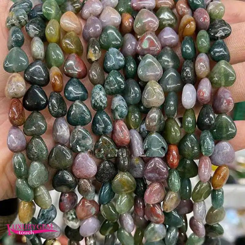 Multicolor Agates Stone Loose Beads 10mm Heart Shape DIY Jewelry 38Pcs