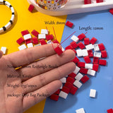 20PCS Colorful Rectangle Enamel Beads for Jewelry Making