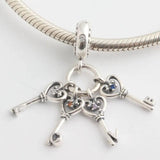 Love Keys Bead Bracelet with Crystal Pendant Charm
