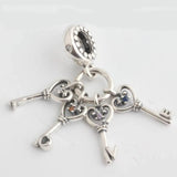 Love Keys Bead Bracelet with Crystal Pendant Charm