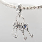 Love Keys Bead Bracelet with Crystal Pendant Charm
