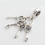 Love Keys Bead Bracelet with Crystal Pendant Charm