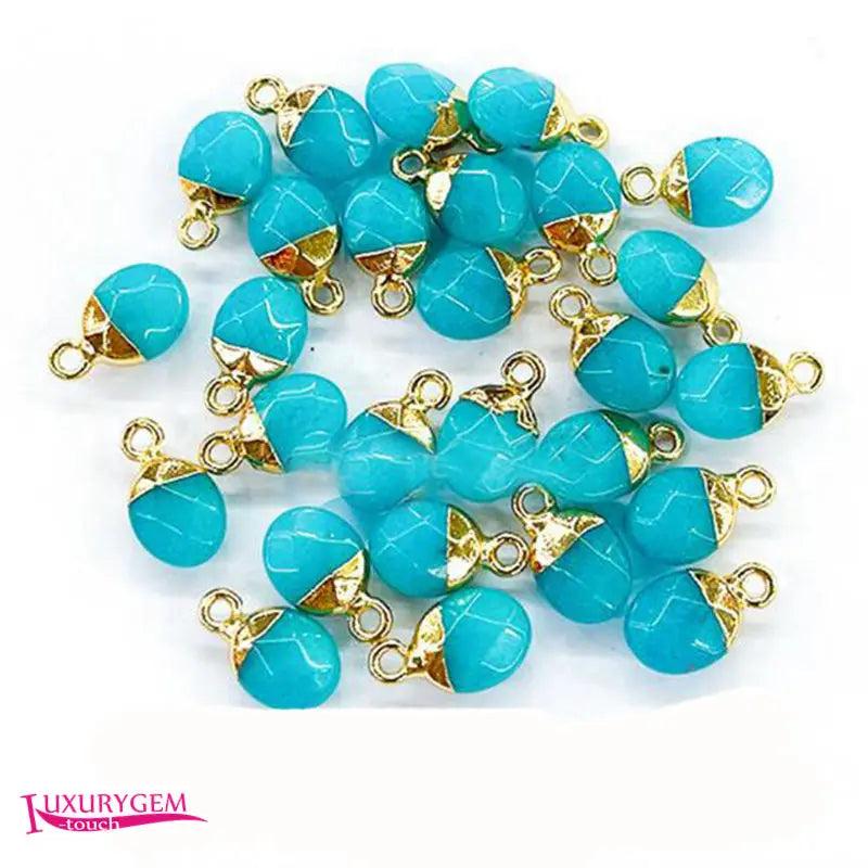 Jades Stone Spacer Beads 8x10mm Faceted Oval Shape 5Pcs
