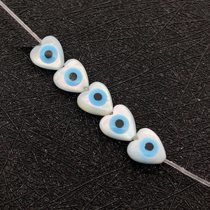 Evil Eye Heart Charm Seawater Shell Beads for Jewelry Making
