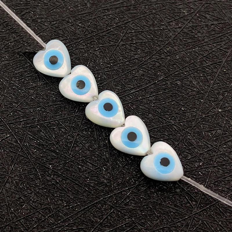Evil Eye Heart Charm Seawater Shell Beads for Jewelry Making