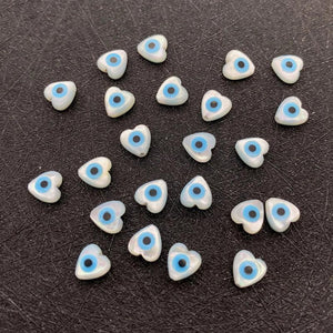 Evil Eye Heart Charm Seawater Shell Beads for Jewelry Making