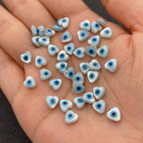Evil Eye Heart Charm Seawater Shell Beads for Jewelry Making
