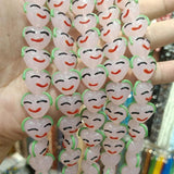 5pcs Pink Heart Smile Face Lampwork Beads 16x14mm DIY Loose Bead