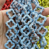 15pcs 21x20mm Flower Ceramic Beads Jewelry Making Spacer DIY Accessories