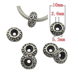 10Pcs Vintage Silver Stopper Rubber Charm Beads Set