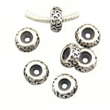 10Pcs Vintage Silver Stopper Rubber Charm Beads Set