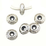 10Pcs Vintage Silver Stopper Rubber Charm Beads Set