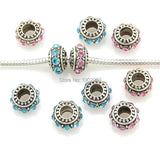 20pcs Vintage Silver Big Hole Beads Crystal European Charm Bracelet DIY
