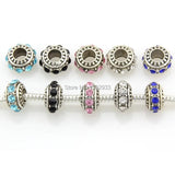 20pcs Vintage Silver Big Hole Beads Crystal European Charm Bracelet DIY