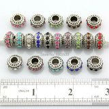 20pcs Vintage Silver Big Hole Beads Crystal European Charm Bracelet DIY