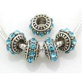 20pcs Vintage Silver Big Hole Beads Crystal European Charm Bracelet DIY