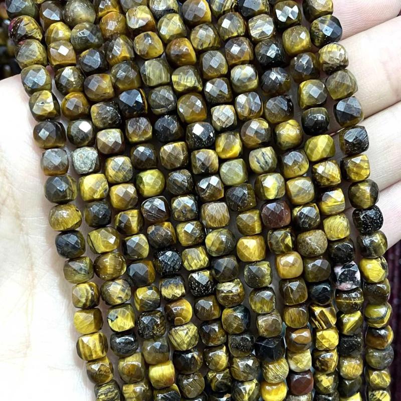 5mm Tiger Eye Stone Cube Beads for Jewelry Making