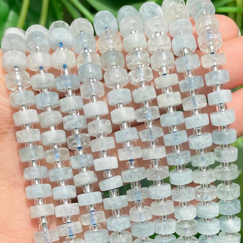 6*4mm Natural Aquamarine Spacer Beads for Jewelry Making