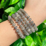 Grey Labradorite Rondelle Stone Beads for Jewelry Making