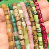 4x4mm Natural Sediment Turquoises Opal Stone Column Shape Beads 15''