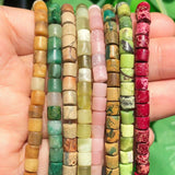 4x4mm Natural Sediment Turquoises Opal Stone Column Shape Beads 15''